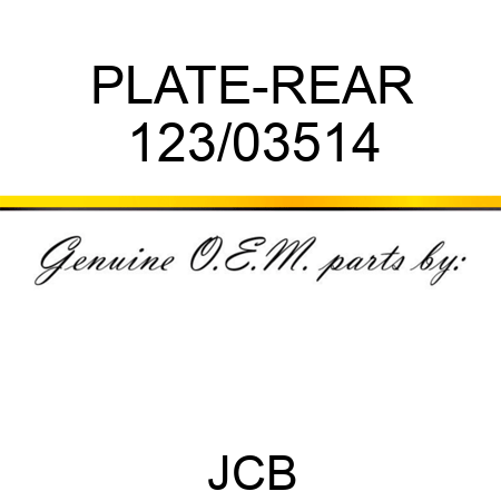 PLATE-REAR 123/03514