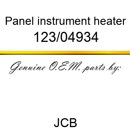 Panel, instrument, heater 123/04934
