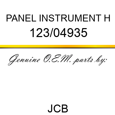 PANEL INSTRUMENT H 123/04935