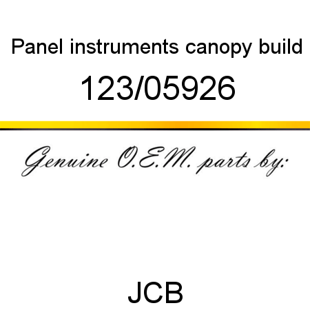 Panel, instruments, canopy build 123/05926