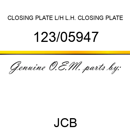 CLOSING PLATE L/H, L.H. CLOSING PLATE 123/05947