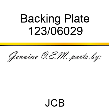 Backing Plate 123/06029