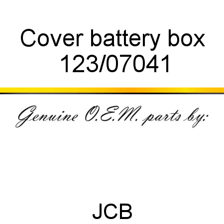 Cover, battery box 123/07041