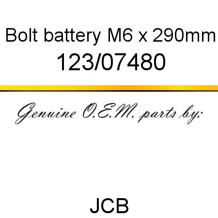 Bolt, battery, M6 x 290mm 123/07480