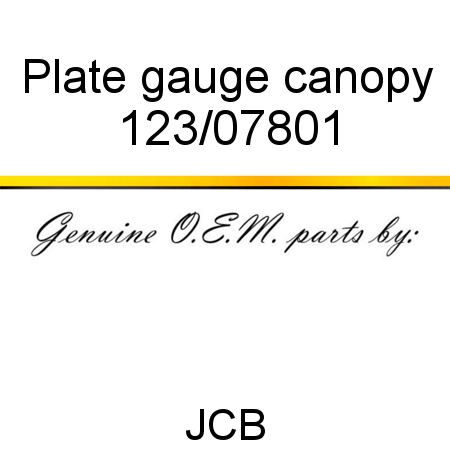 Plate, gauge, canopy 123/07801