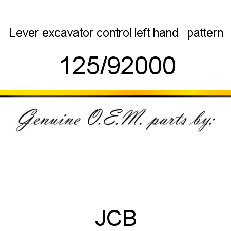 Lever, excavator control, left hand + pattern 125/92000