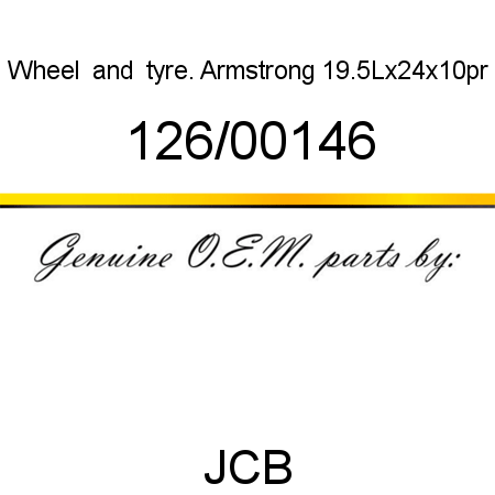 Wheel, & tyre. Armstrong, 19.5Lx24x10pr 126/00146