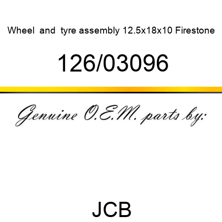 Wheel, & tyre assembly, 12.5x18x10 Firestone 126/03096