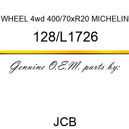 WHEEL 4wd 400/70xR20 MICHELIN 128/L1726