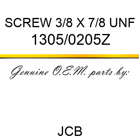 SCREW 3/8 X 7/8 UNF 1305/0205Z