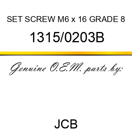 SET SCREW M6 x 16 GRADE 8 1315/0203B