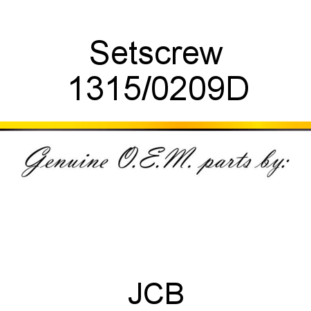 Setscrew 1315/0209D