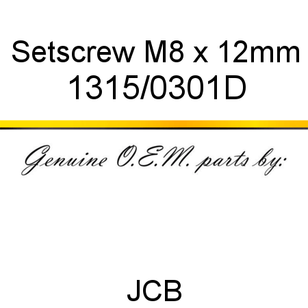 Setscrew, M8 x 12mm 1315/0301D