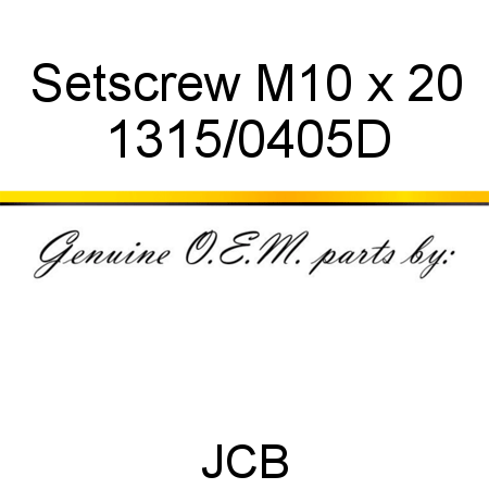 Setscrew, M10 x 20 1315/0405D