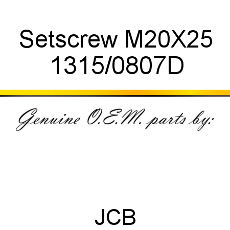Setscrew, M20X25 1315/0807D
