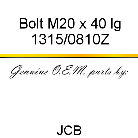 Bolt, M20 x 40 lg 1315/0810Z