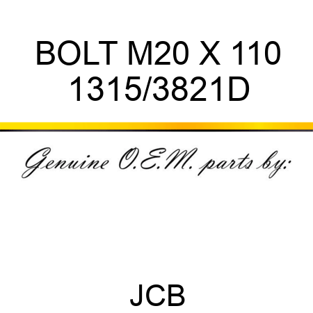 BOLT M20 X 110 1315/3821D