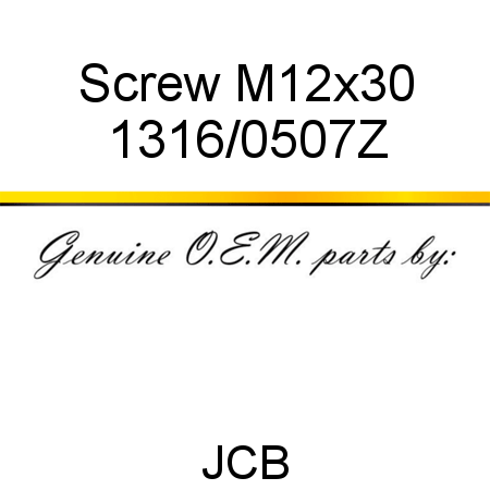 Screw, M12x30 1316/0507Z