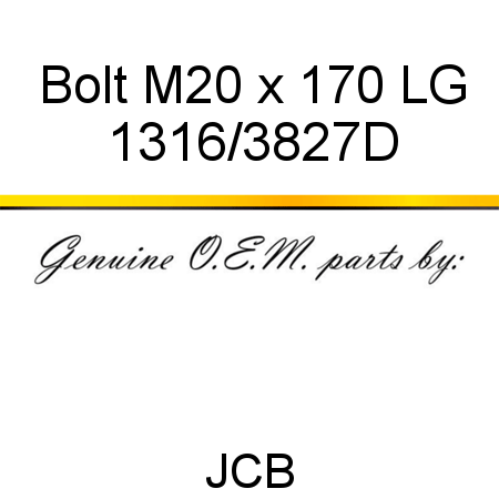Bolt, M20 x 170 LG 1316/3827D
