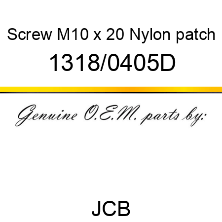 Screw, M10 x 20 Nylon patch 1318/0405D