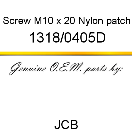 Screw, M10 x 20 Nylon patch 1318/0405D