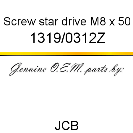 Screw, star drive, M8 x 50 1319/0312Z