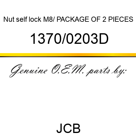 Nut, self lock M8/ PACKAGE OF 2 PIECES 1370/0203D
