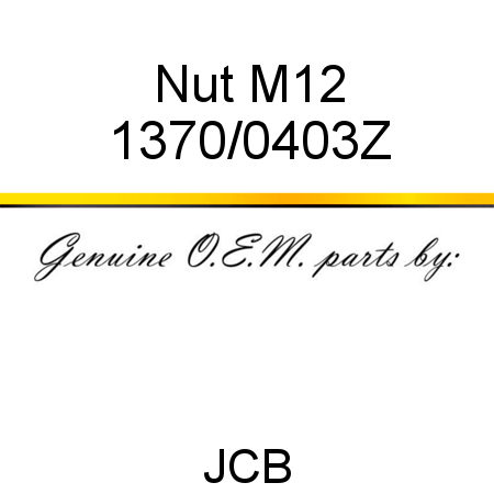 Nut, M12 1370/0403Z