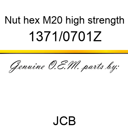 Nut, hex M20, high strength 1371/0701Z