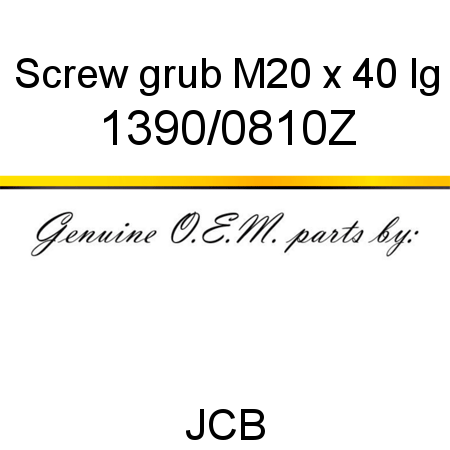 Screw, grub, M20 x 40 lg 1390/0810Z