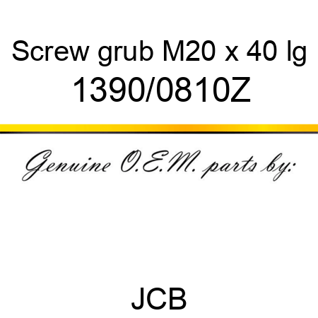 Screw, grub, M20 x 40 lg 1390/0810Z