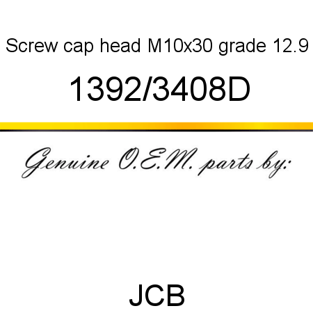 Screw, cap head, M10x30 grade 12.9 1392/3408D