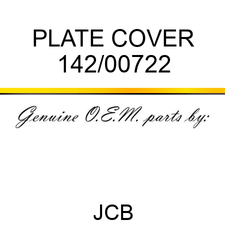 PLATE COVER 142/00722
