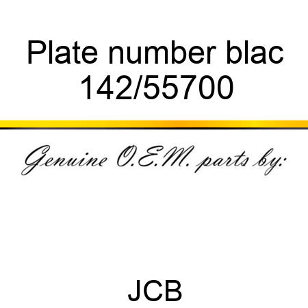 Plate number, blac 142/55700