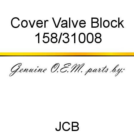 Cover, Valve Block 158/31008