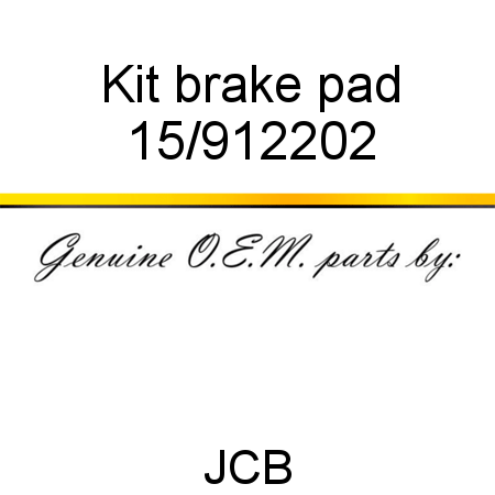 Kit, brake pad 15/912202