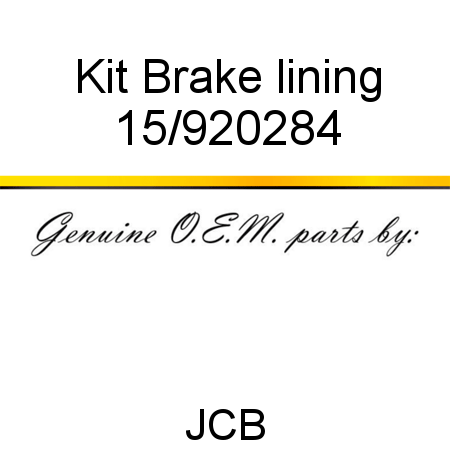 Kit, Brake lining 15/920284