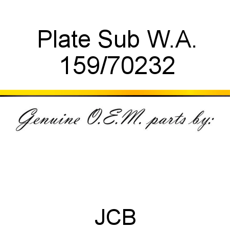 Plate, Sub W.A. 159/70232