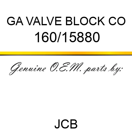 GA VALVE BLOCK CO 160/15880