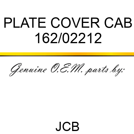 PLATE COVER CAB 162/02212