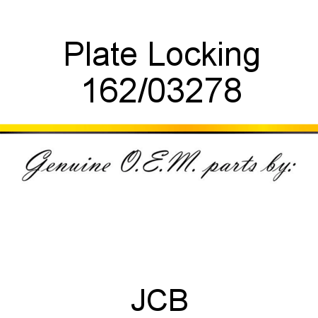 Plate, Locking 162/03278