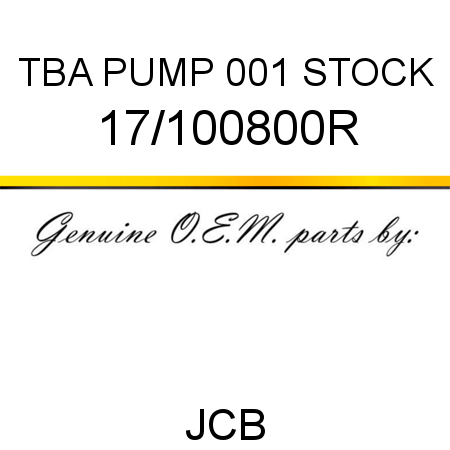 TBA, PUMP, 001 STOCK 17/100800R