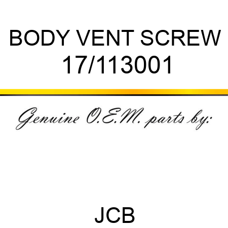 BODY VENT SCREW 17/113001
