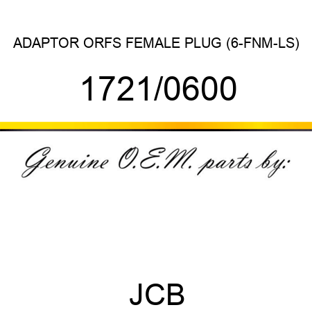 ADAPTOR ORFS FEMALE PLUG (6-FNM-LS) 1721/0600