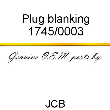 Plug, blanking 1745/0003