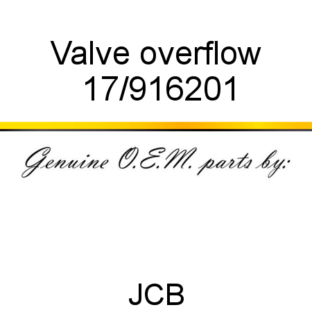 Valve, overflow 17/916201