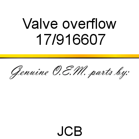 Valve, overflow 17/916607