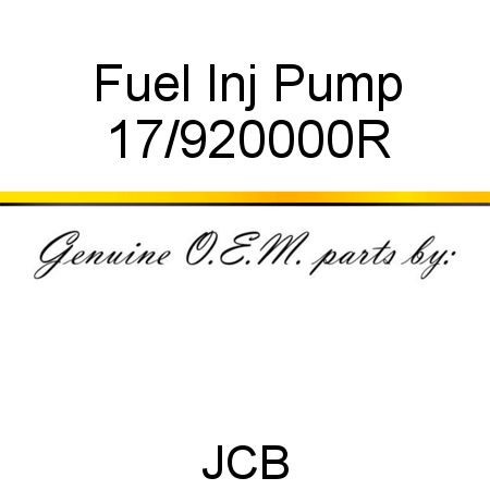 Fuel Inj Pump 17/920000R