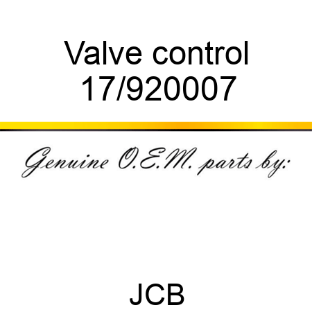 Valve control 17/920007