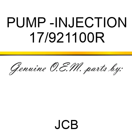 PUMP -INJECTION 17/921100R